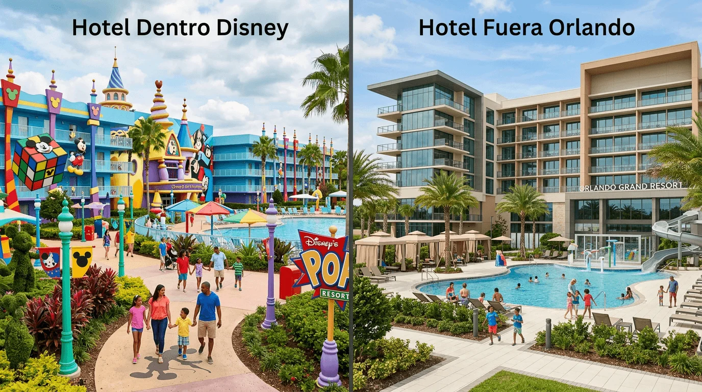 Comparación hotel dentro de Disney vs hotel fuera en Orlando