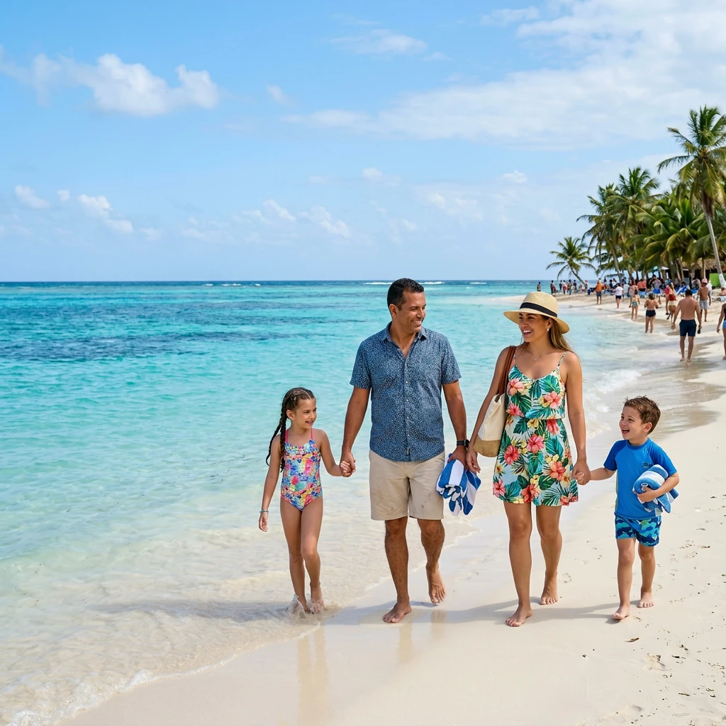 Familia disfrutando vacaciones en San Andrés isla