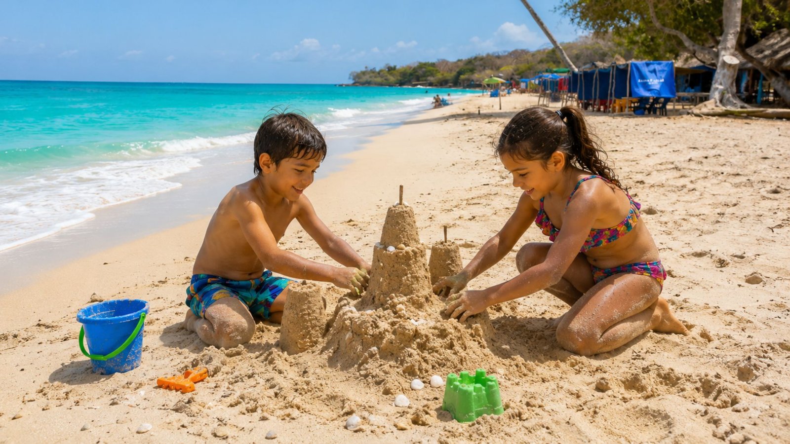 niños jugando en la playa - Cartagena con niños